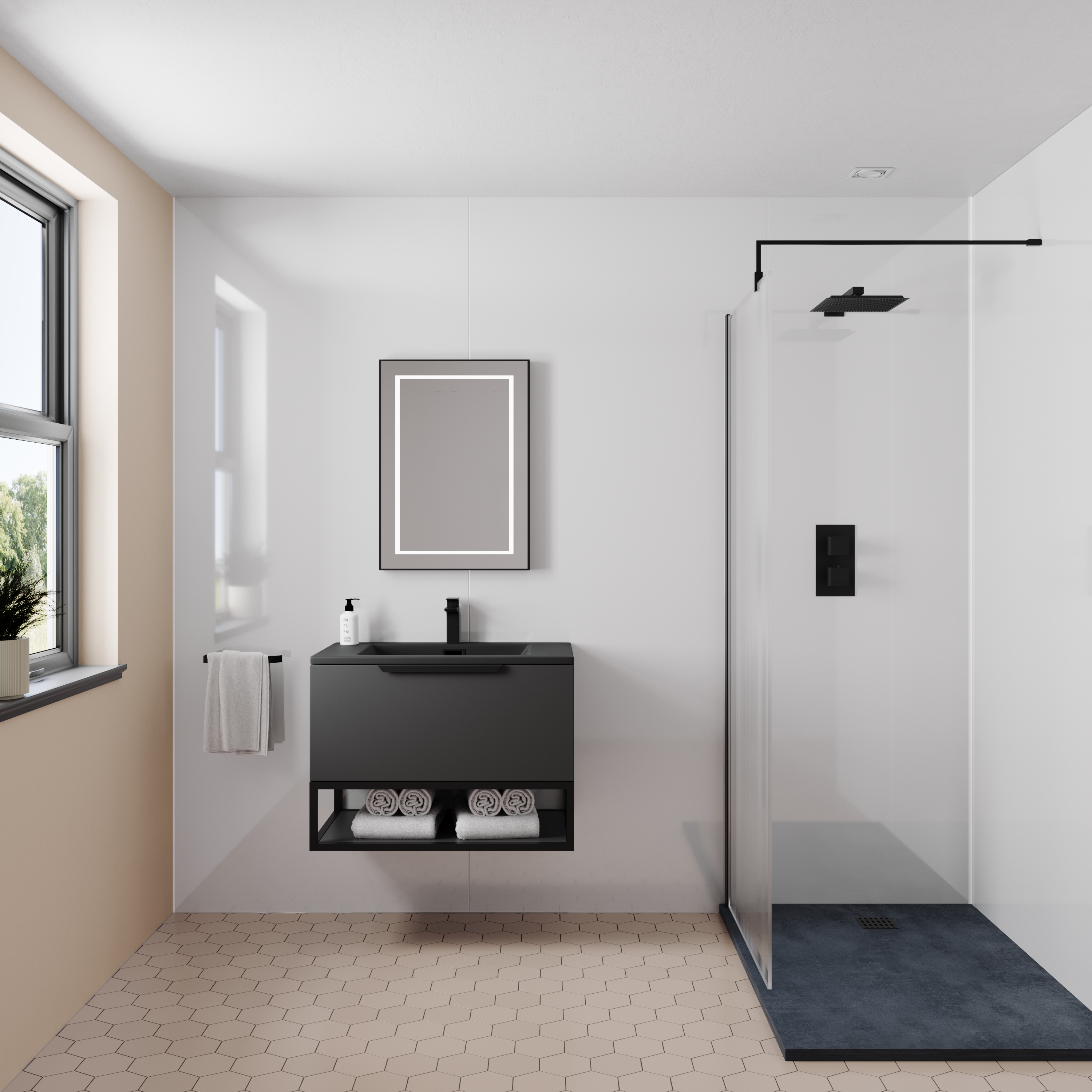 Drench Naturals Gloss White PVC Waterproof Bathroom Wall Panel - 1000 x ...