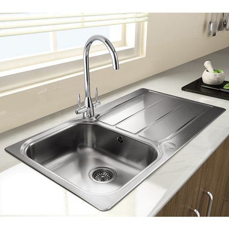 Brushed stainless steel sink